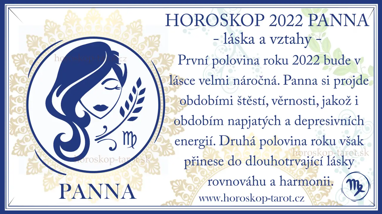horoskop 2022 Panna - vztahy, láska